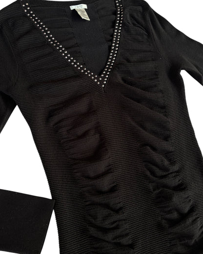 2000S CACHE EMBELLISHED RUCHED TOP