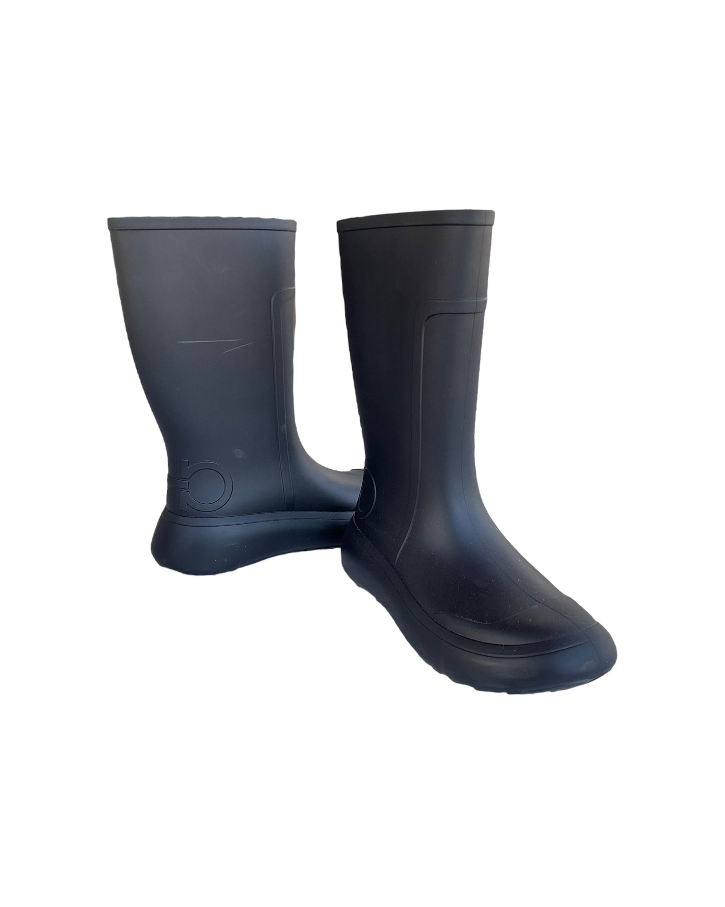 2020S FERRAGAMO BLACK RAIN BOOTS