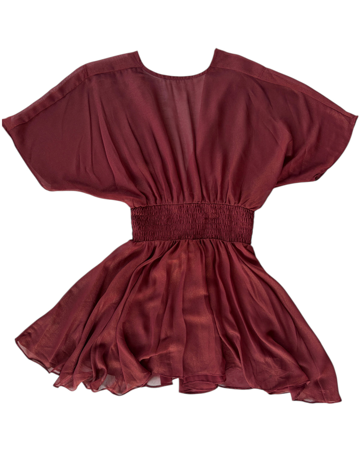 2000S BURGUNDY DRAPED EMPIRE TOP