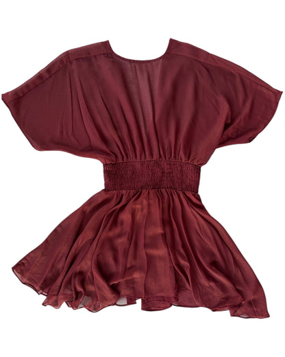 2000S BURGUNDY DRAPED EMPIRE TOP
