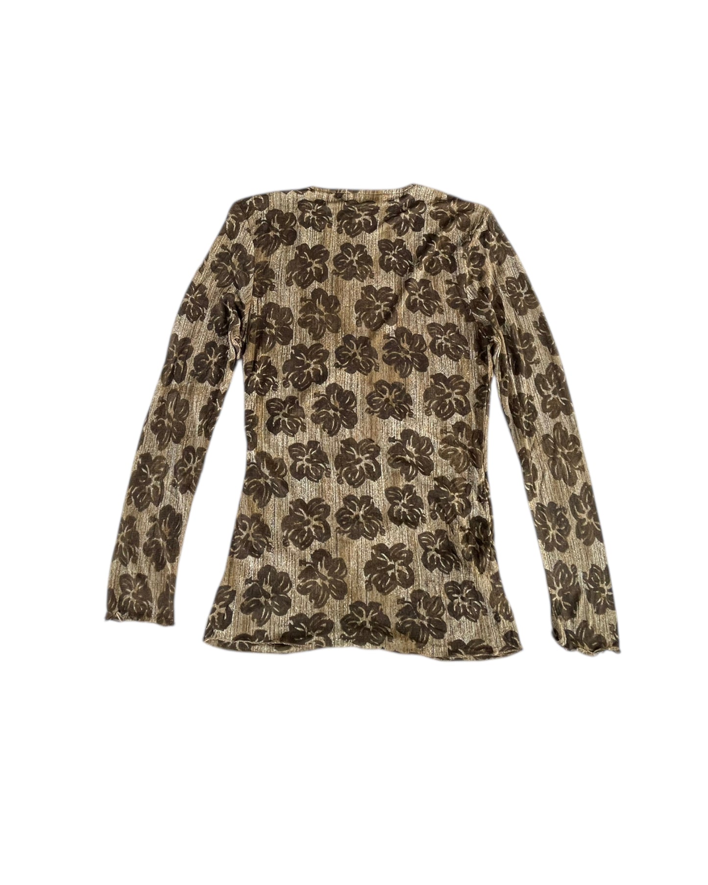 2000S TOMMY BAHAMA BROWN FLORAL SILK TOP