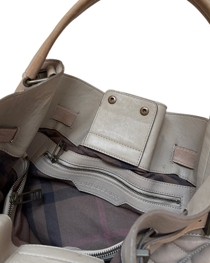 2000S BURBERRY BEIGE QUILTED LAMBSKIN SHOULDER BAG