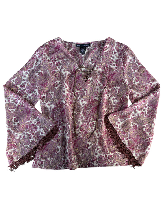 2000S MLLE GABRIELLE PAISLEY LONG SLEEVE TOP