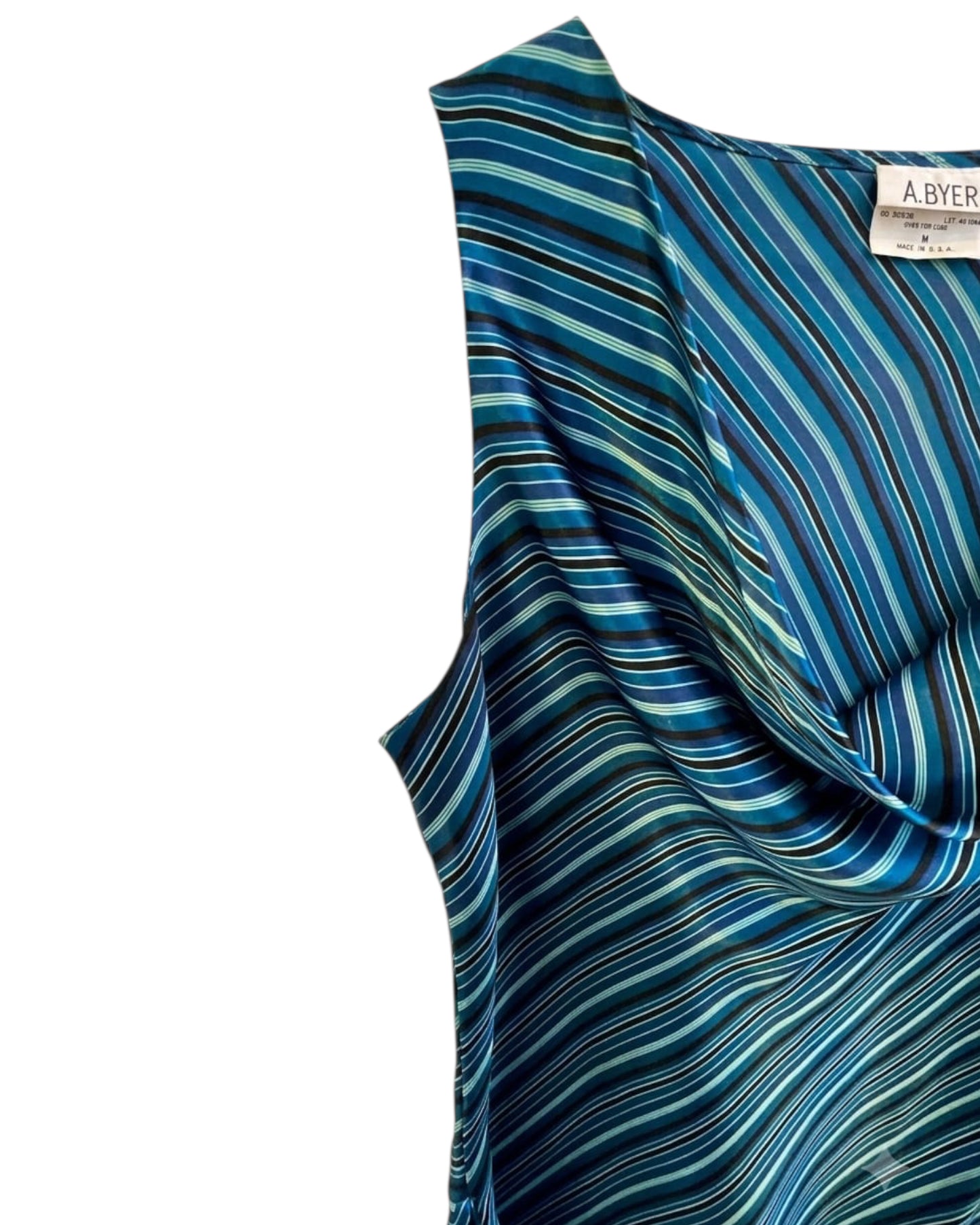 2000S A. BYER BLUE STRIPED COWL TOP