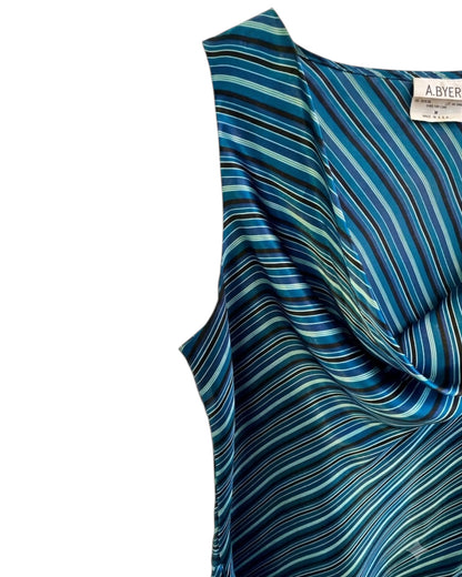 2000S A. BYER BLUE STRIPED COWL TOP