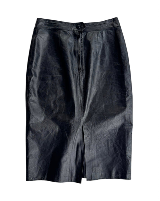 2000’S BLACK LEATHER SKIRT