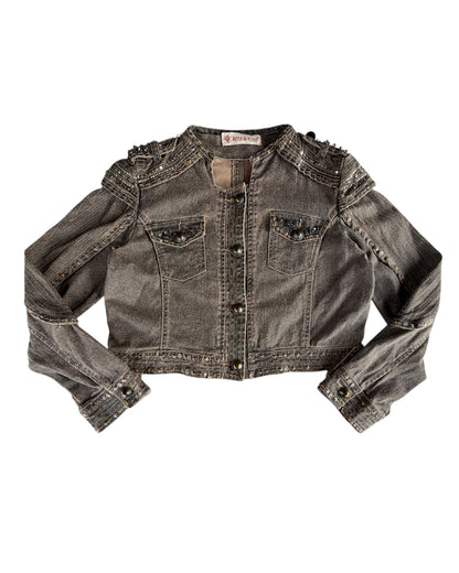 2000S ROSA & ROSE DISTRESSED STUDDED DENIM JACKET
