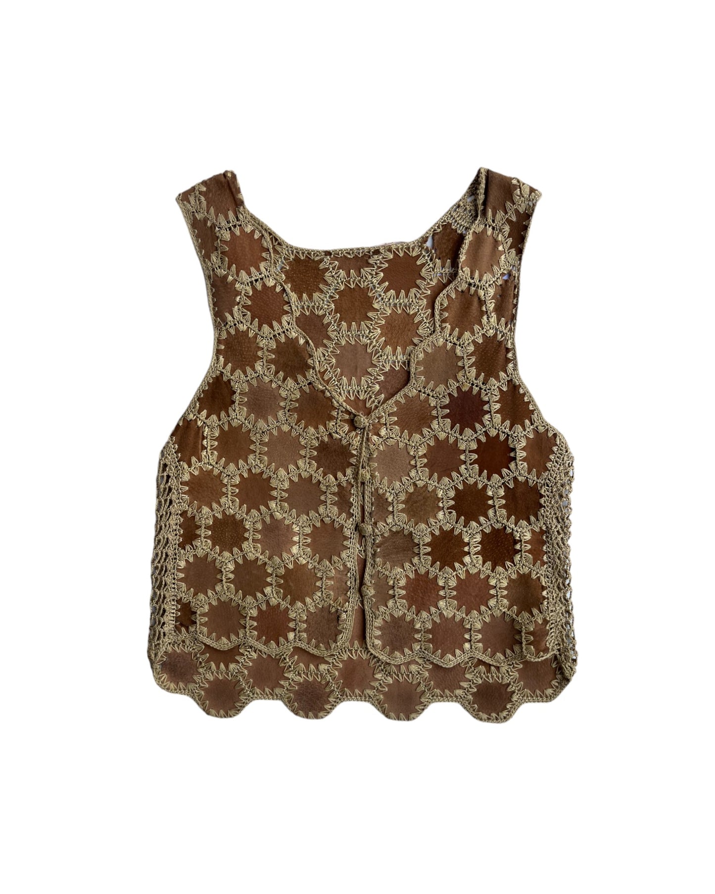 1990S CROCHET LEATHER VEST