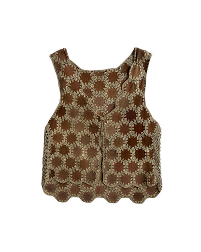 1990S CROCHET LEATHER VEST