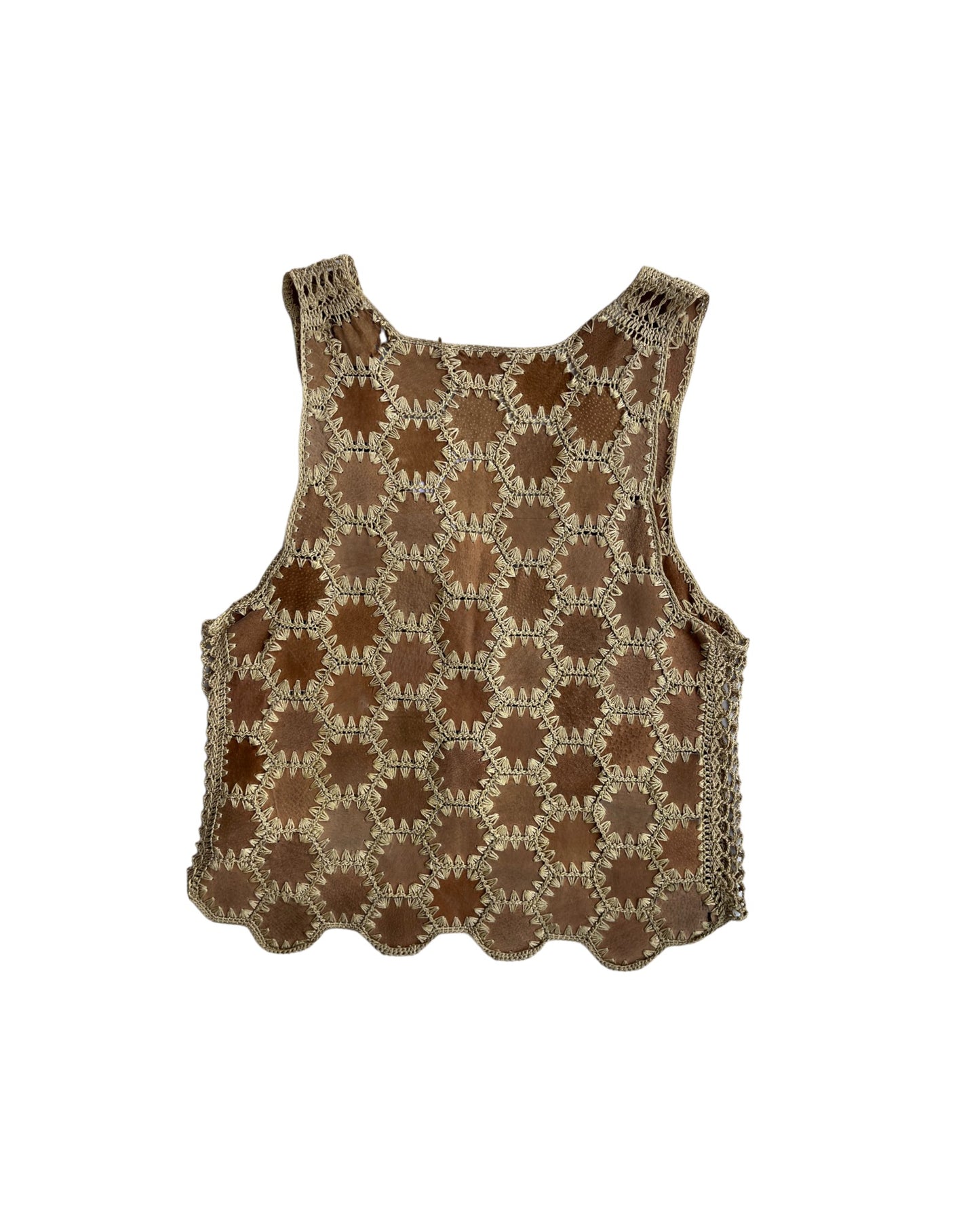 1990S CROCHET LEATHER VEST