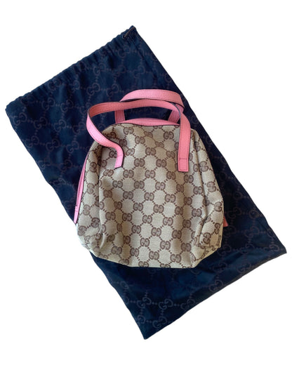 1990'S PINK GUCCI HANDBAG CANVAS LEATHER