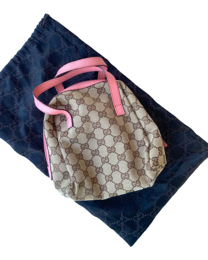 1990'S PINK GUCCI HANDBAG CANVAS LEATHER