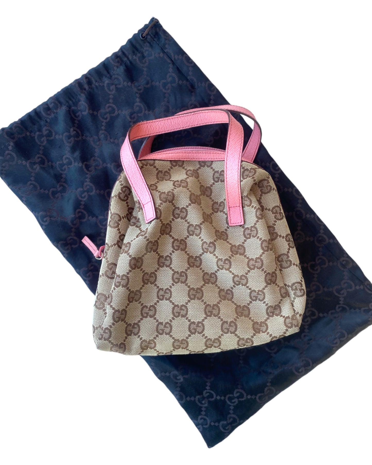 1990'S PINK GUCCI HANDBAG CANVAS LEATHER