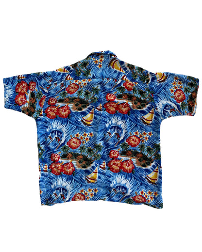 1990s PINEAPPLE CONNECTION TROPICAL BLUE SHIRT