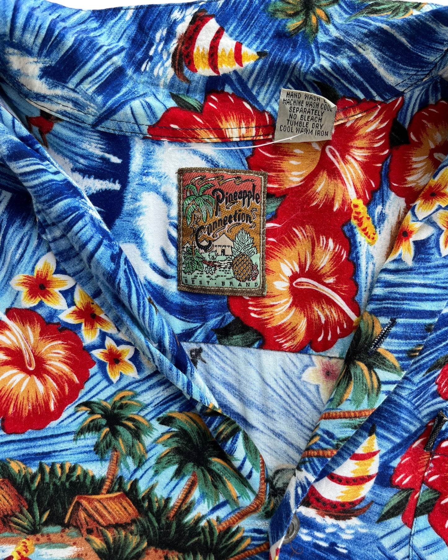 1990s PINEAPPLE CONNECTION TROPICAL BLUE SHIRT