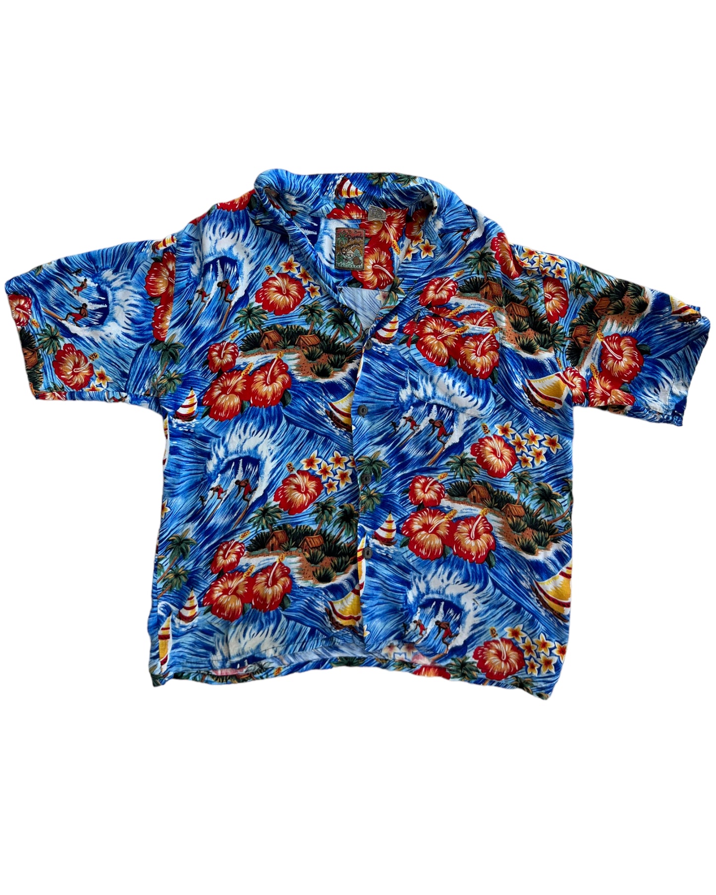 1990s PINEAPPLE CONNECTION TROPICAL BLUE SHIRT