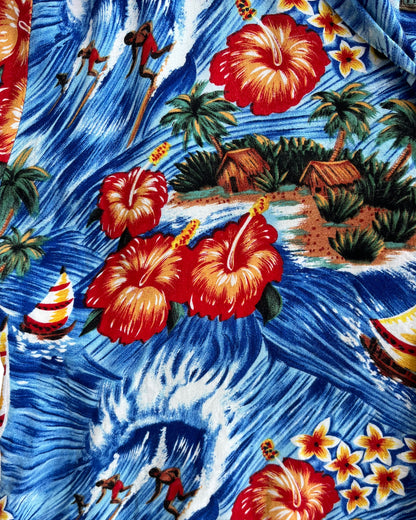 1990s PINEAPPLE CONNECTION TROPICAL BLUE SHIRT