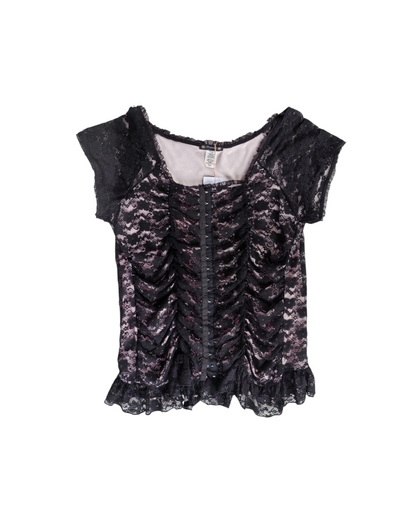 1990'S STARGAZER BLACK LACE TOP