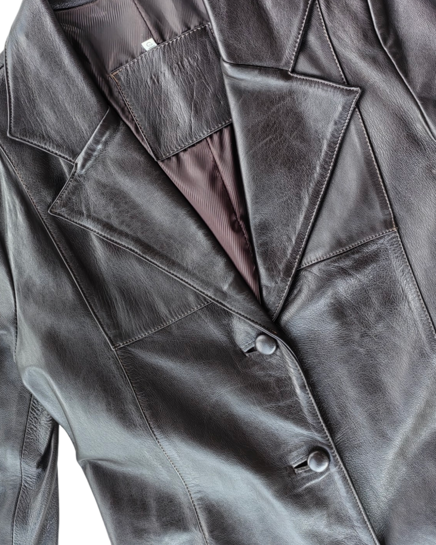 1990S LIZZ PIEL LEATHER TRENCH COAT