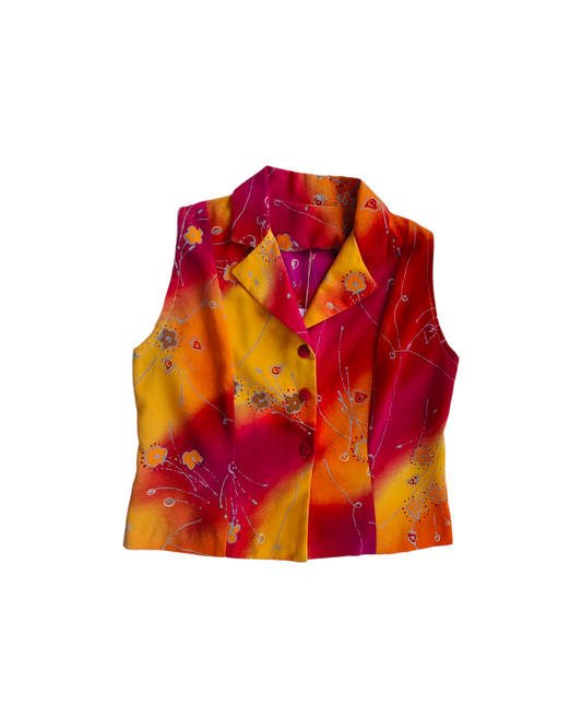 1990'S SUNSET FLOWERED VEST