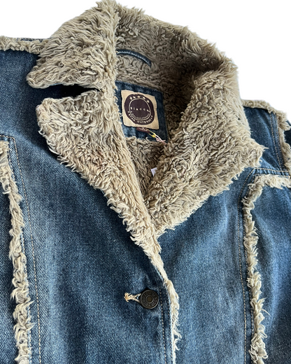 2000s DENIM FUR COAT