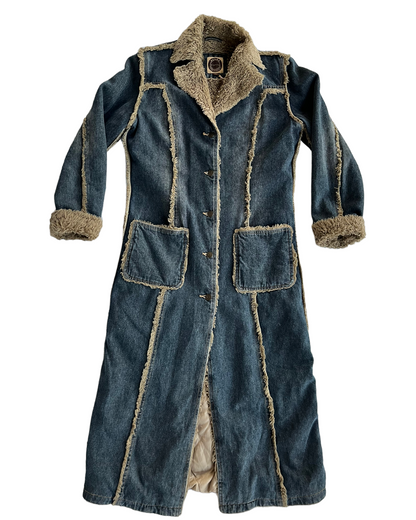 2000s DENIM FUR COAT