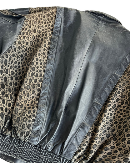 1980s BLACK LEOPARD LEATHER JACKET